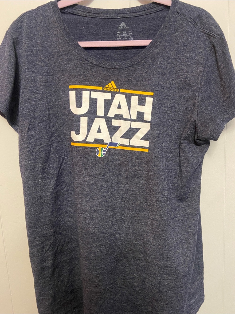 adidas Navy Utah Jazz Graphic Tee with White and Yellow Logo